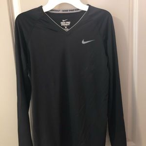 Tight fitting black Nike athletic top - S